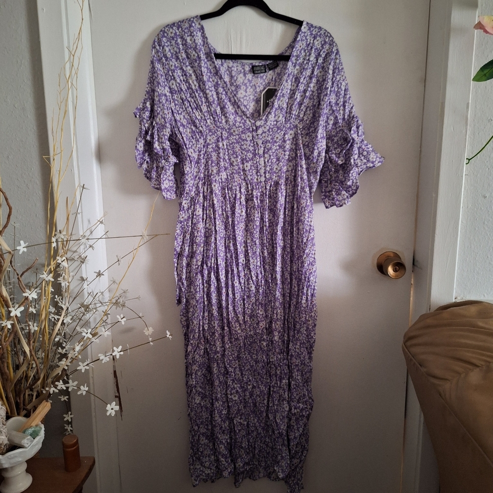 Anandas Collection Purple Floral Dress